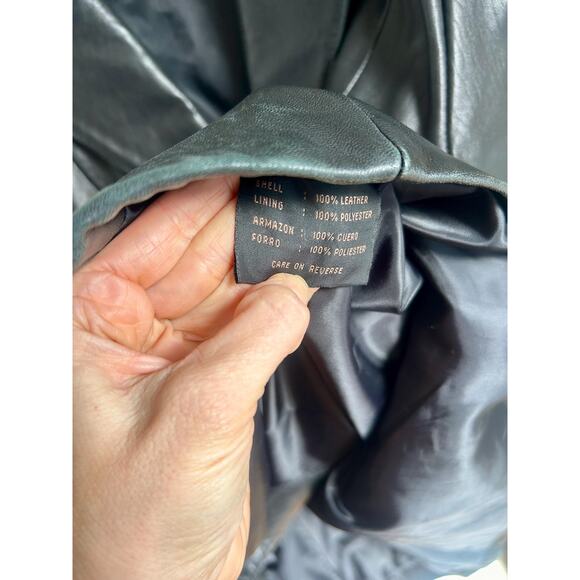 Vintage 90's Women's Black Leather Trench Coat Sz Large | 90s Style Leather Coat - Picture 4 of 5